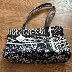 Elegant Navy and Cream Women's Tote Bag